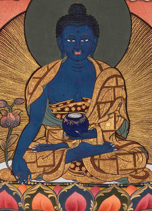 Bhaisajyaguru Thangka | Medicine Buddha | Religious Buddhist Painting