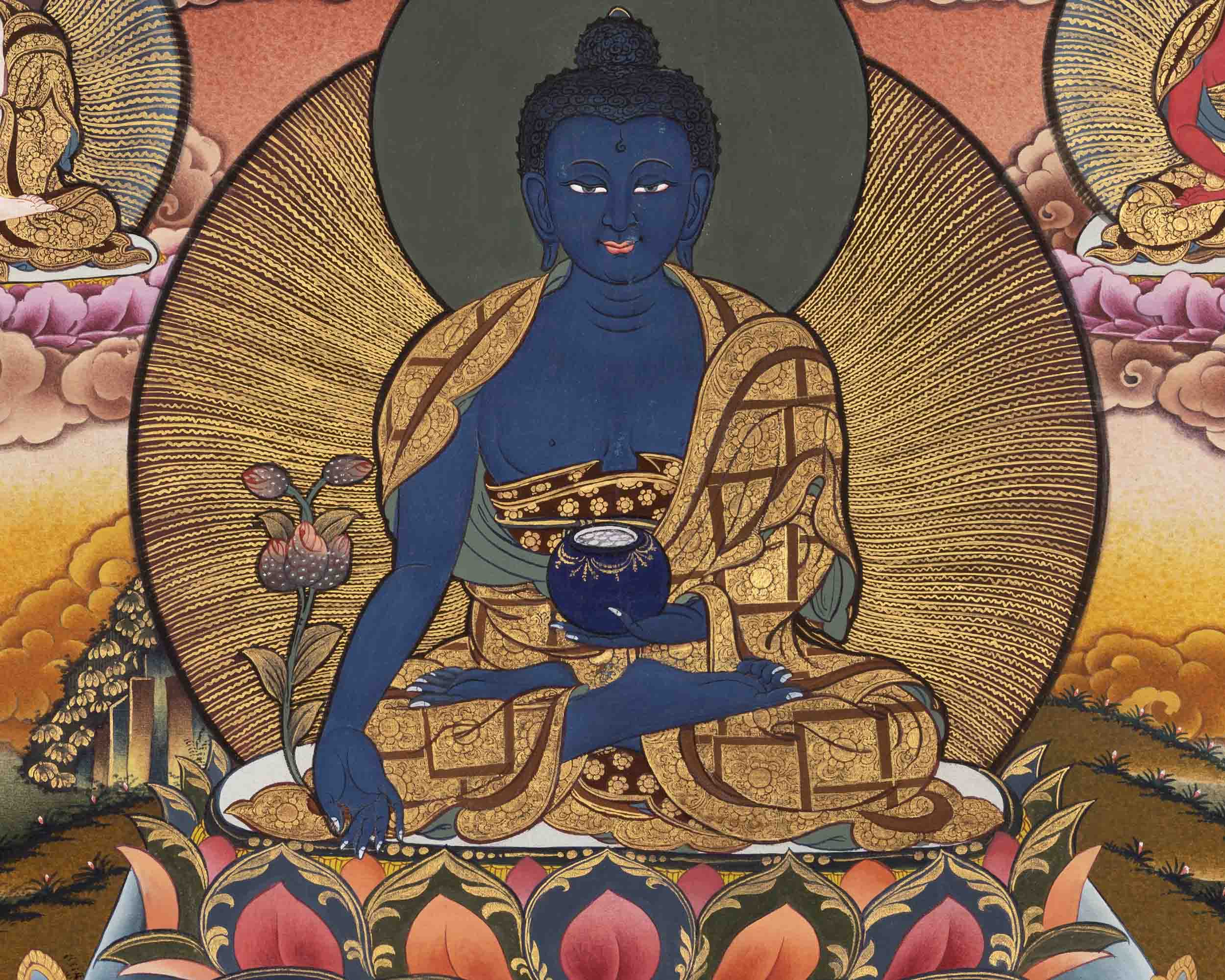 Bhaisajyaguru Thangka | Medicine Buddha | Religious Buddhist Painting