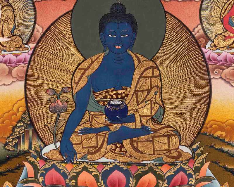 Bhaisajyaguru Thangka | Medicine Buddha | Religious Buddhist Painting