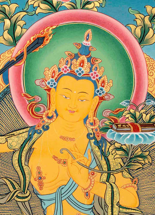 Hand Painted Manjushree Bodhisattva Thangka | Traditional Buddhist Art