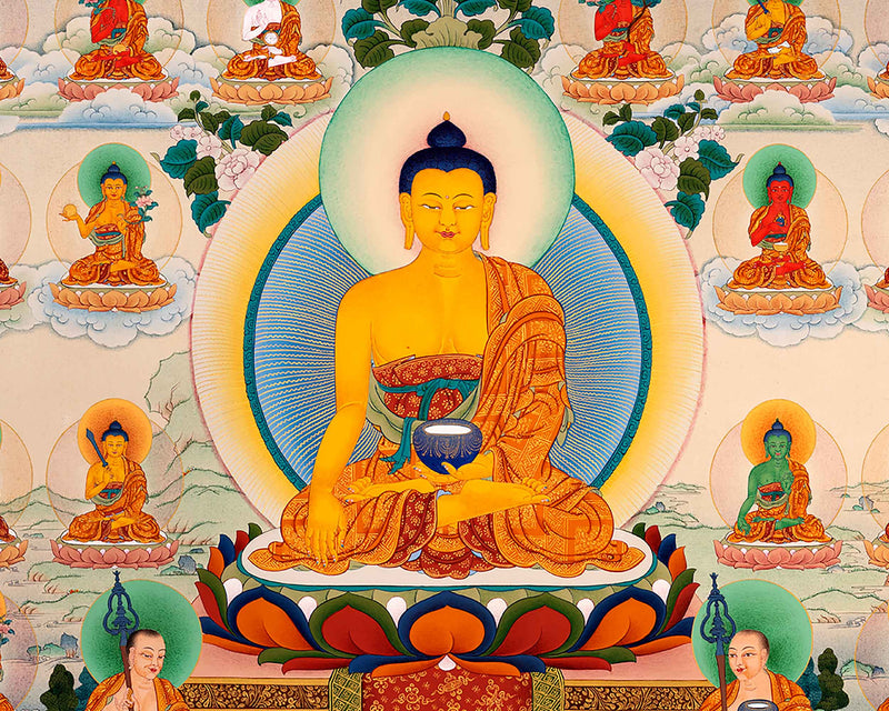 Traditionally Hand-Painted 35 Buddhas Thangka | Himalayan Tibetan Buddhist Art