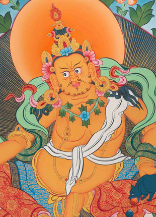 Dzambala Kubera Thangka Painting | Deity Of Wealth | Wall Decors