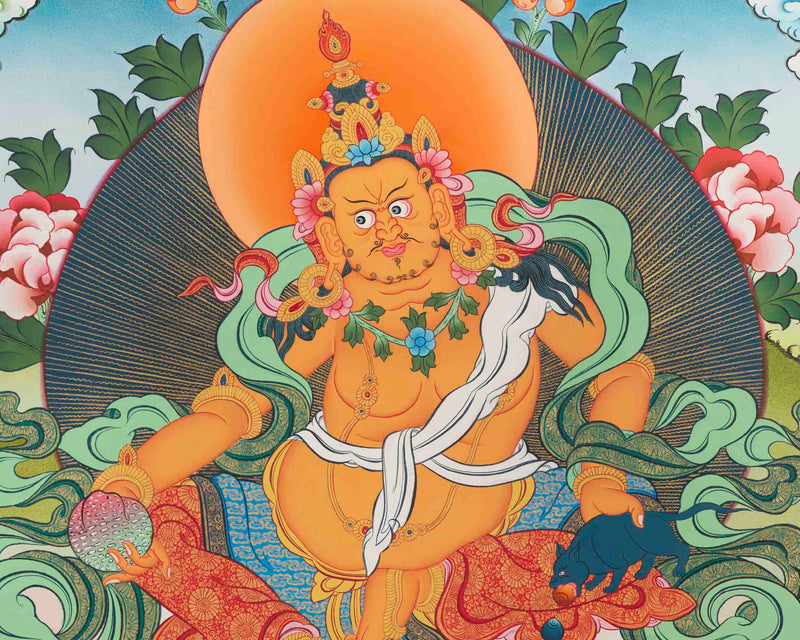 Dzambala Kubera Thangka Painting | Deity Of Wealth | Wall Decors