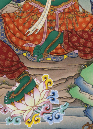 Green Tara Guru Giclee Print For Tara Practice | Tibetan Poster For Living Room Decor