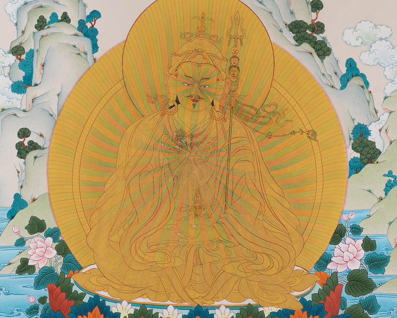 Guru Padmasambhava Rainbow Body Thangka | Enlightened Buddha