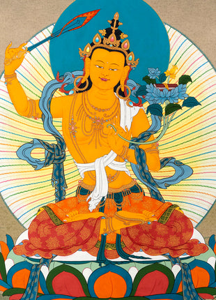 Manjushri Buddha Thangka | Traditionally Hand Painted Wisdom Deity