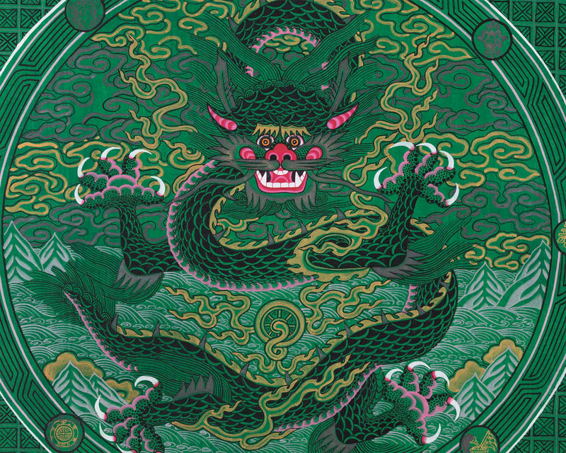 Dragon Thangka | Traditional Tibetan Painting | Wall Hanging Decoration