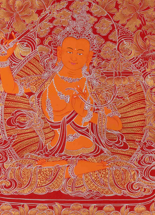 Manjushree Thangka Painting | Bodhisattva Of Wisdom | Religious Art