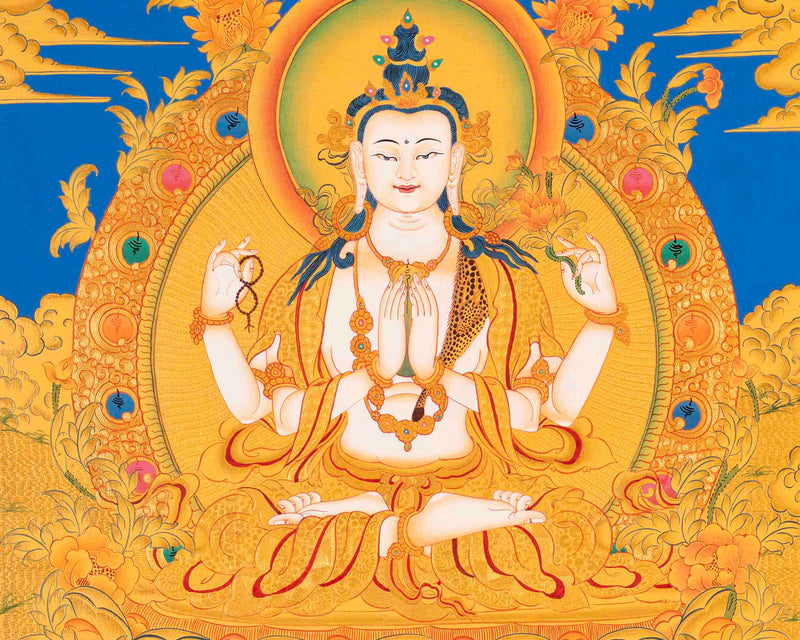 Avalokitesvara Chengrezig Thangka | Bodhisattva of Compassion