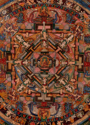 Five Mandalas Thangka | Oil Varnished Artwork | Wall Decors