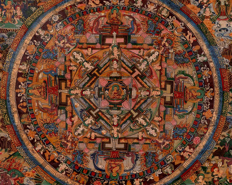 Five Mandalas Thangka | Oil Varnished Artwork | Wall Decors