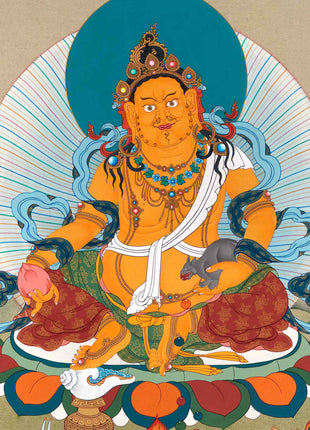 Dzambhala Tibetan Thangka | Traditionally Hand Painted Art
