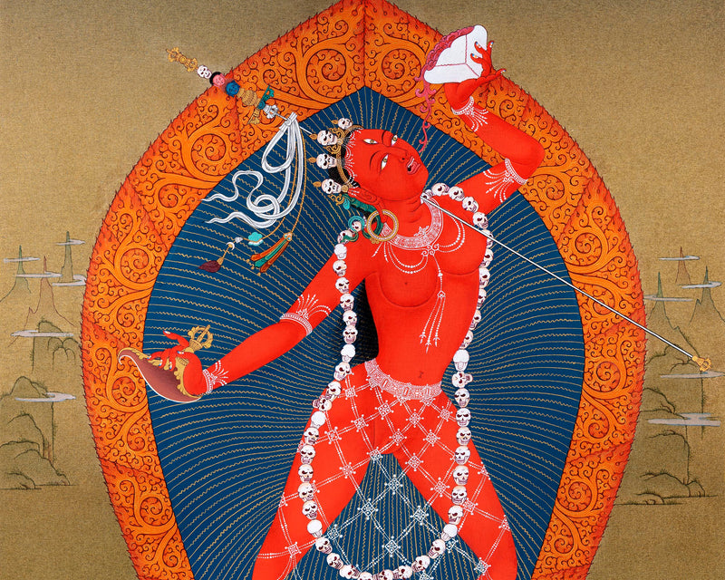 Red Vajrayogini Thangka | Wrathful Deity | Dakini Art Painting