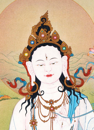 White Tara Thangka | Namgyalma | Amitayus | Long Life Bodhisattva