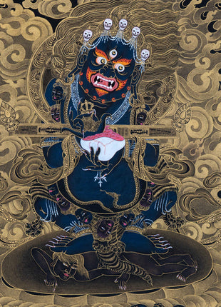 Sakya Mahakala with His Retinues and Sakya Masters, A complete Set of Mahakala Thangka