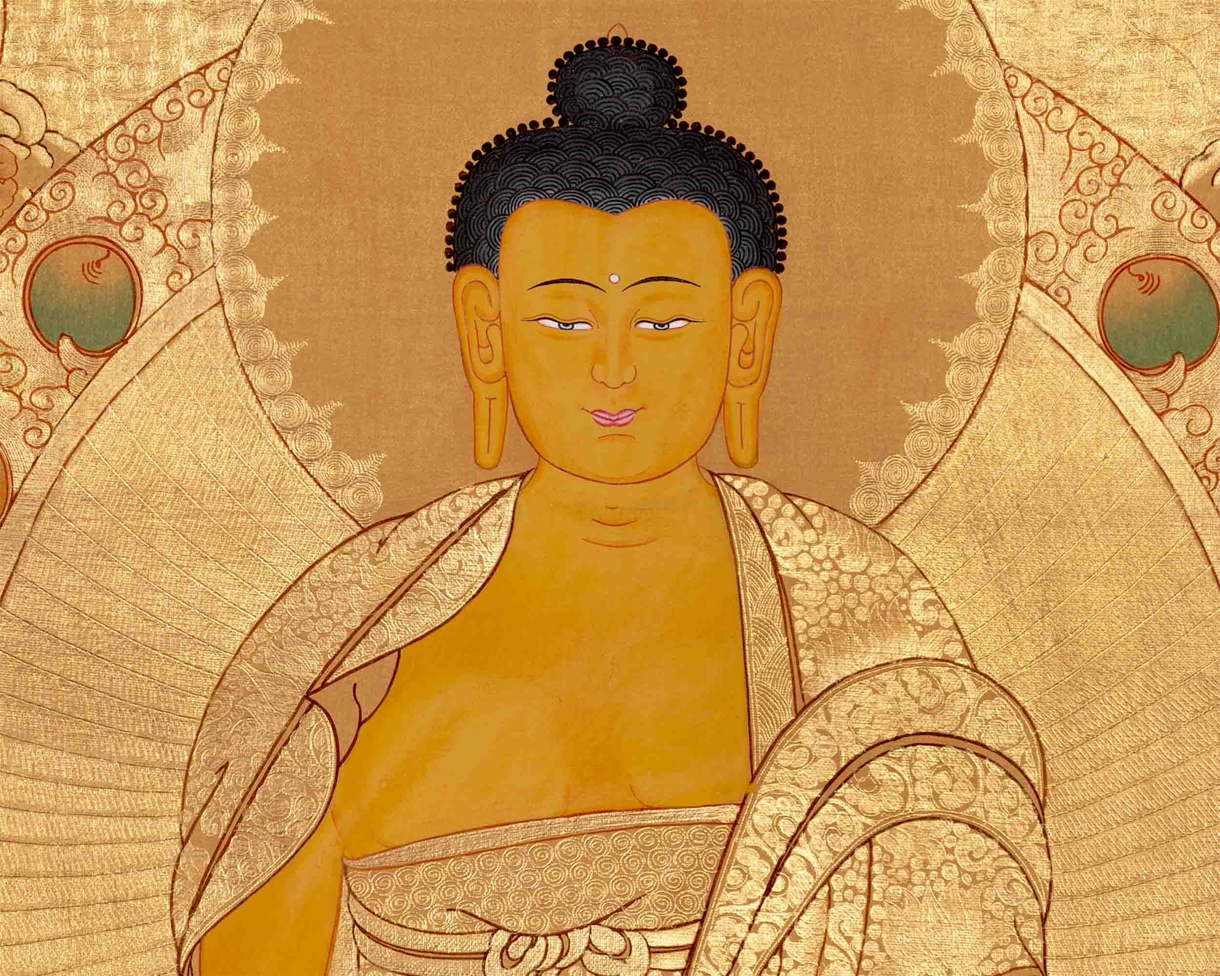 Gold Style Shakyamuni Buddha Thangka | Wall Hanging Yoga Meditation Canvas Art