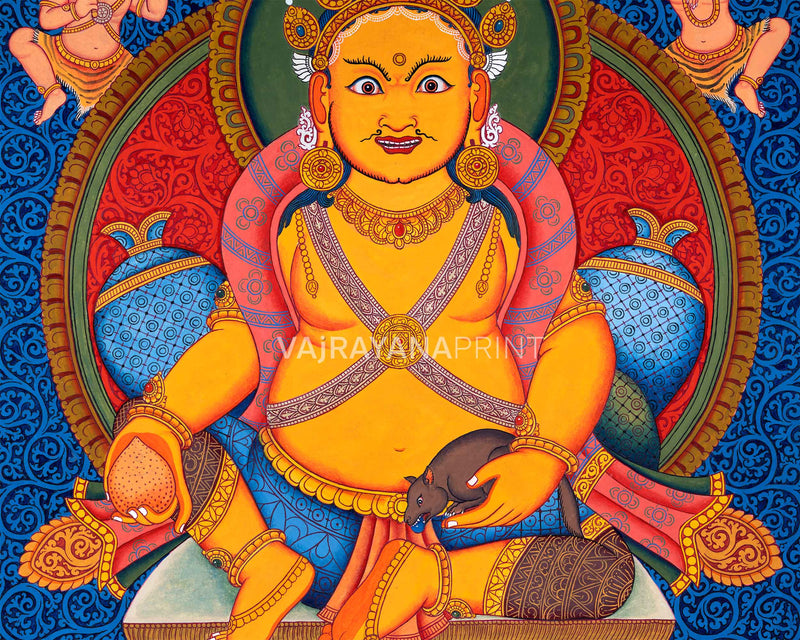 High-Quality Giclee Canvas Art For Jambhala Practice | Traditional Deity Of Weatlh & Prosperity