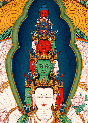 Traditionally Hand-Painted Chenrezig 1000 Arms Thangka | Himalayan Buddhist Sacred Art