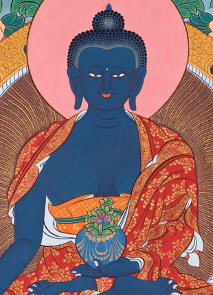 Meditation Medicine Buddha | Original Hand-Painted Healing Thangka