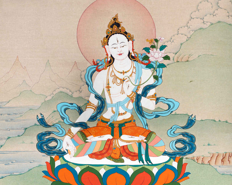White Tara Thangka | Traditionally Hand Painted Art