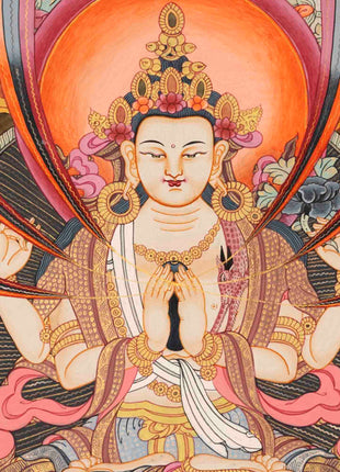 Avalokitesvara Chengrezig Thangka | Traditional Tibetan Art