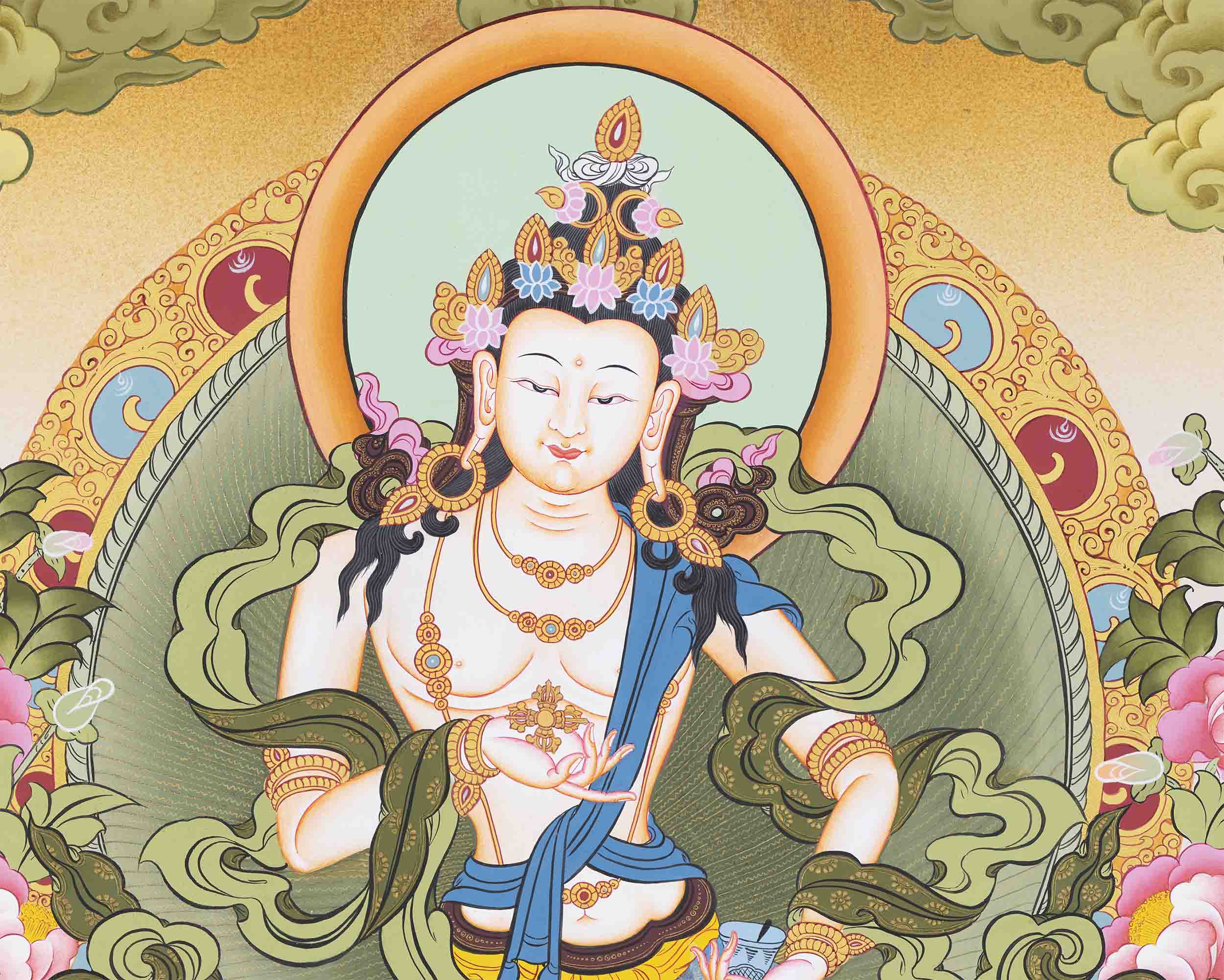 Vajrasattva Shakti Thangka | Traditional Tibetan Art | Wall Decors