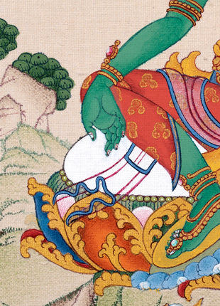 Green Tara Thangka | Tibetan Tara Thangka | Natural Stone Colors