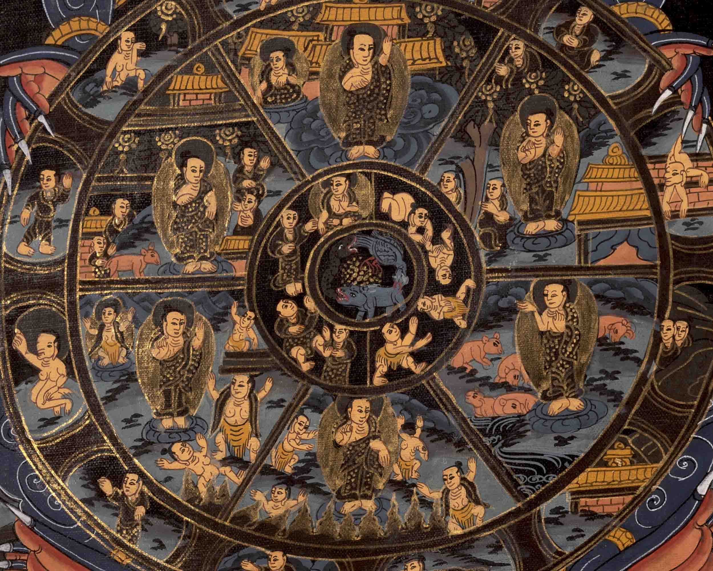 Religious Bhavachakra Thangka | Traditional Artwork | Wall Decors