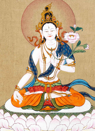 White Tara Meditation Thangka | Traditionally Hand Painted Art