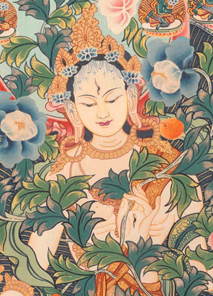 White Tara Thangka Painting | Religious Tibetan Art | Wall Decors
