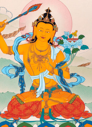 Manjushri Thangka Art | Traditional Karma Gadri Style