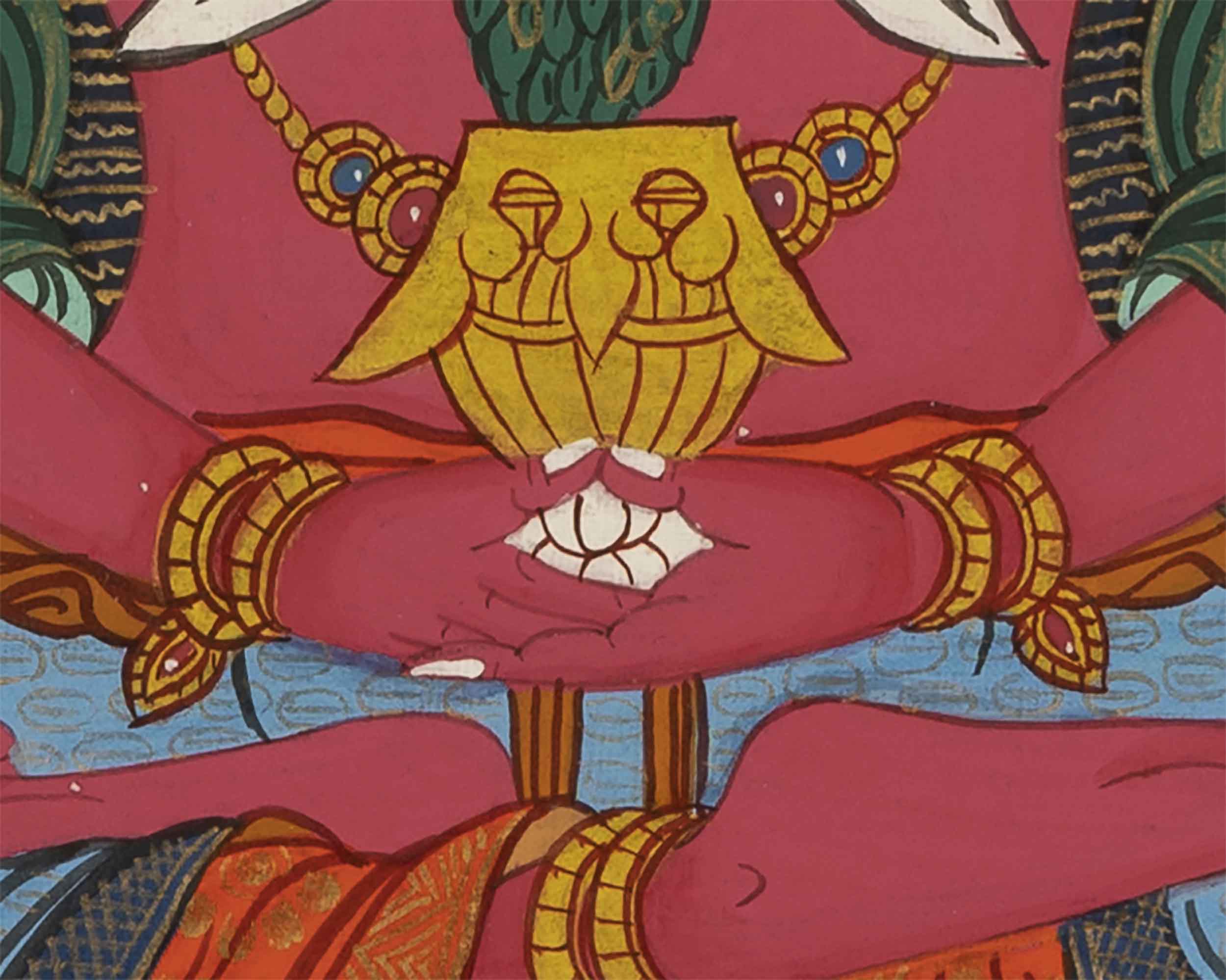 Red Amitayus Buddha Thangka | Tibetan Wall Decoration