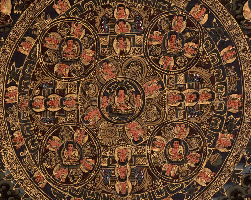 Five Blessing Buddhas Mandala | Wall Hanging