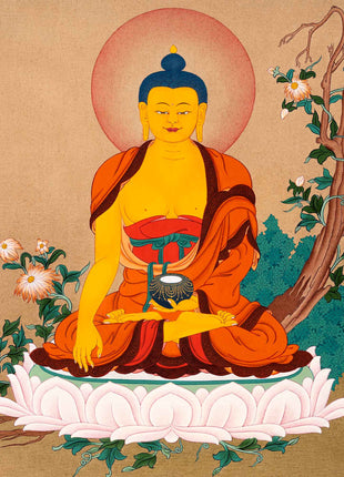 Shakyamuni Buddha Art, Tibetan Thangka Hand painted in Enlightenment Studio