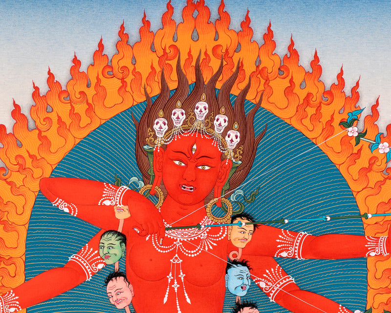 Mother Kurukulle Thangka Print | Buddhist Wall Artwork | Himalayan Wall decor