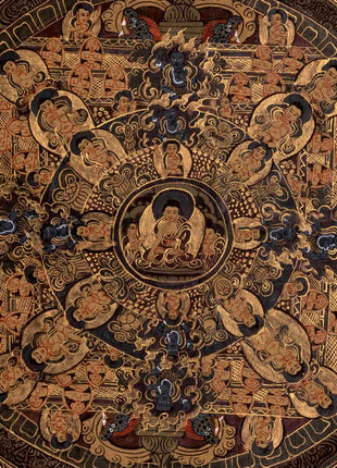Dark Themed Shakyamuni Buddha Mandala | Wall Hanging