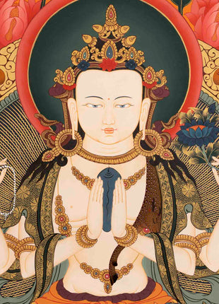Avalokiteshvara Chengrezig Thangka | Yoga Meditation Canvas Art