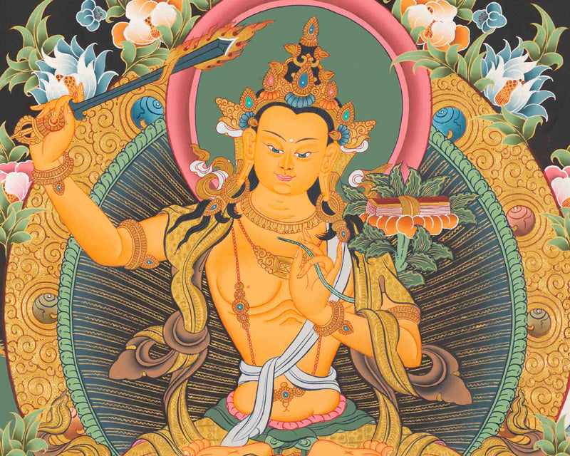 Manjushree Thangka Painting | Bodhisattva Of Wisdom | Religious Decors