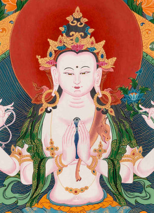 Avalokiteshvara Chengrezig | Traditional Tibetan Thangka | Wall Decors