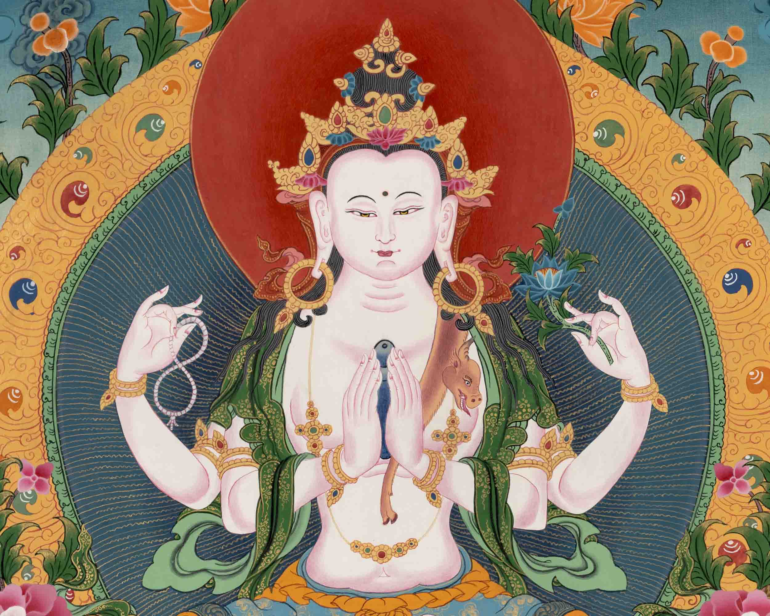 Avalokiteshvara Chengrezig | Traditional Tibetan Thangka | Wall Decors