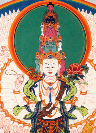 Avalokiteshvara Chenresig Thangka | Tibetan Traditional Painting | Wall Hanging Decors