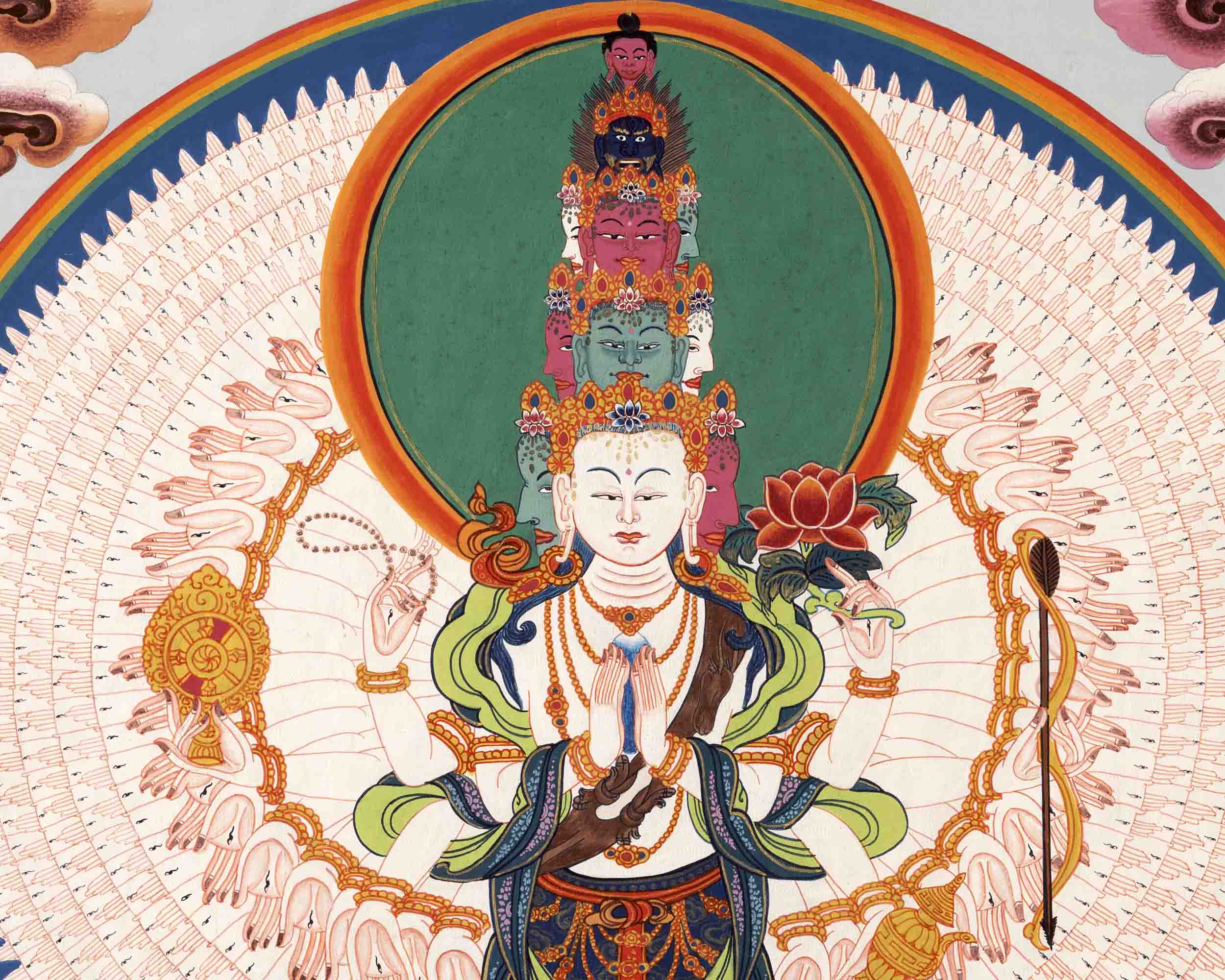 Avalokiteshvara Chenresig Thangka | Tibetan Traditional Painting | Wall Hanging Decors