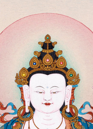 Avalokiteshvara- Chenrezig Bodhisattva Thangka, Tibetan Vajrayana Buddhist Painting
