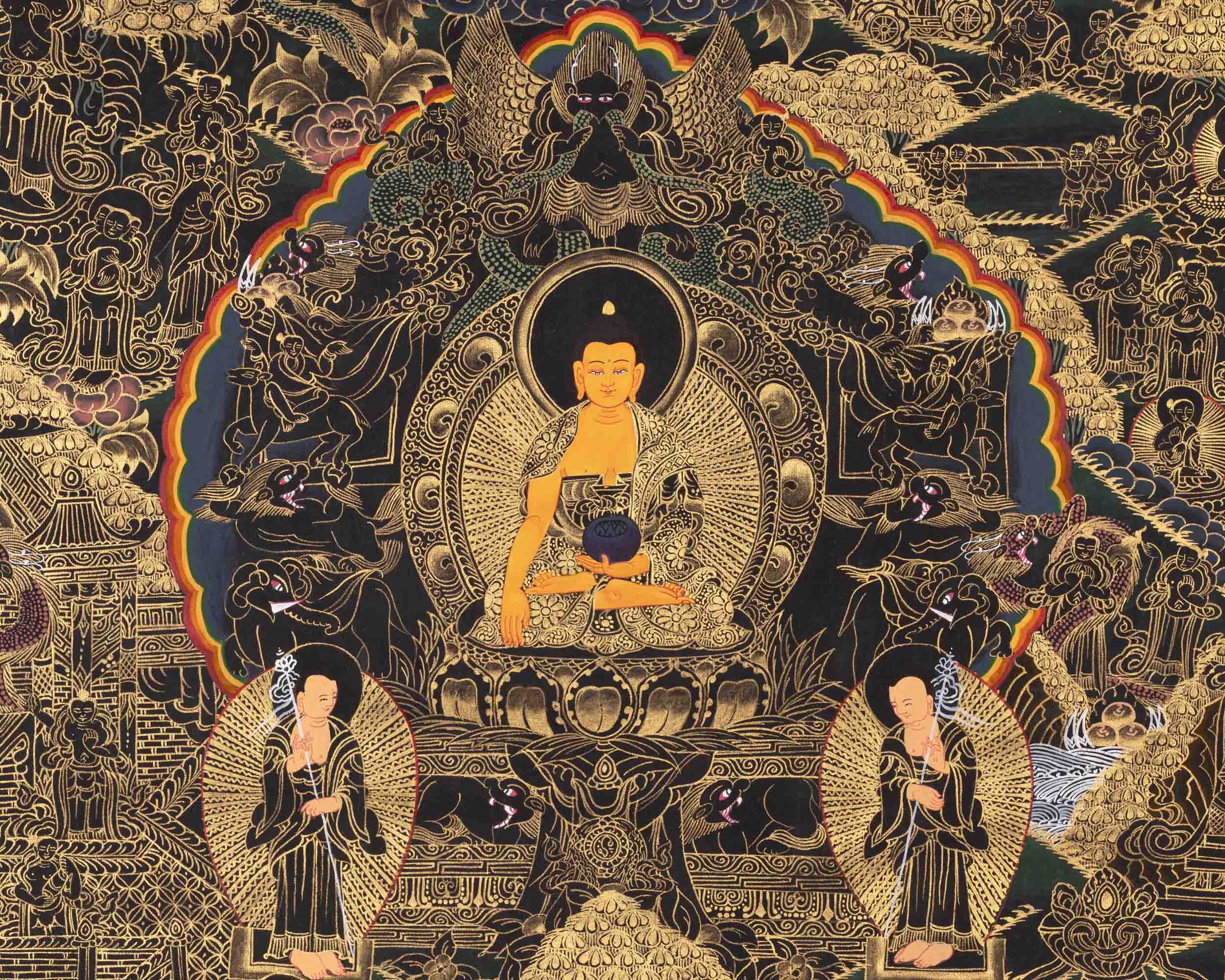 Buddha's Life Story | Traditional Tibetan Thangka | Wall Decors