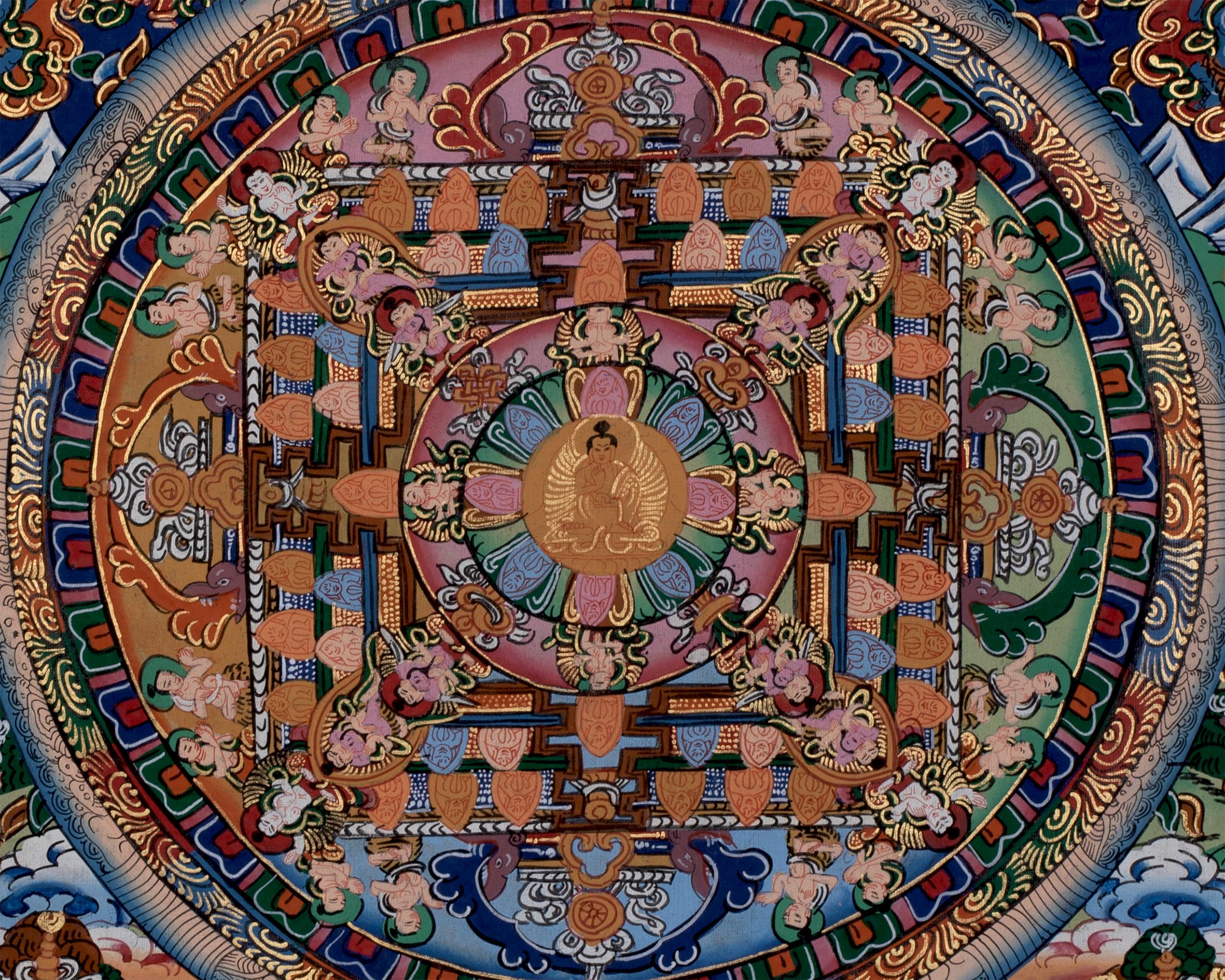 Rare Vintage Hand Painted Buddha Mandala | Buddhist Art