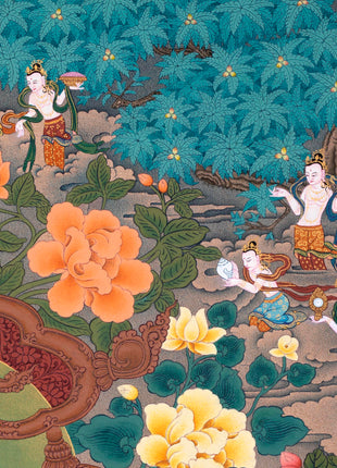 Jambala, Dzambhala Thangka Painting, Tibetan Thangka Print