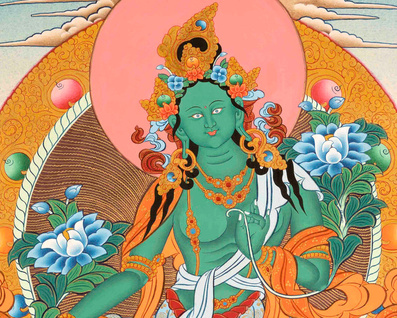 Traditional Green Tara Thangka | Gift For Buddhist | Wall Decors