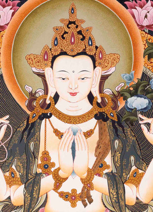 Avalokiteshvara Chengrezig Thangka | Wall Decoration Thangka Painting