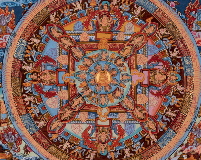 Traditional Shakyamuni Buddha Mandala | Vintage Tibetan Buddhist Thangka