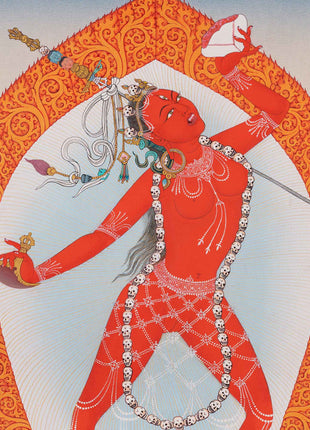 Vajrayogini Art | Tibetan 24K Gold Dakini Painting (includes Brocade)